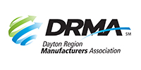 Logo for Dayton Region Manufacturers Association (DRMA), indicating industry affiliations.